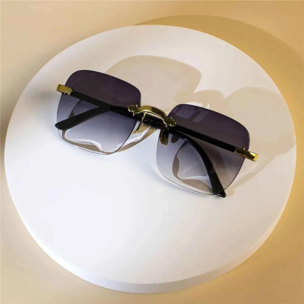 Luxury Square Rimless Sunglasses - UV Protection Designer Shades