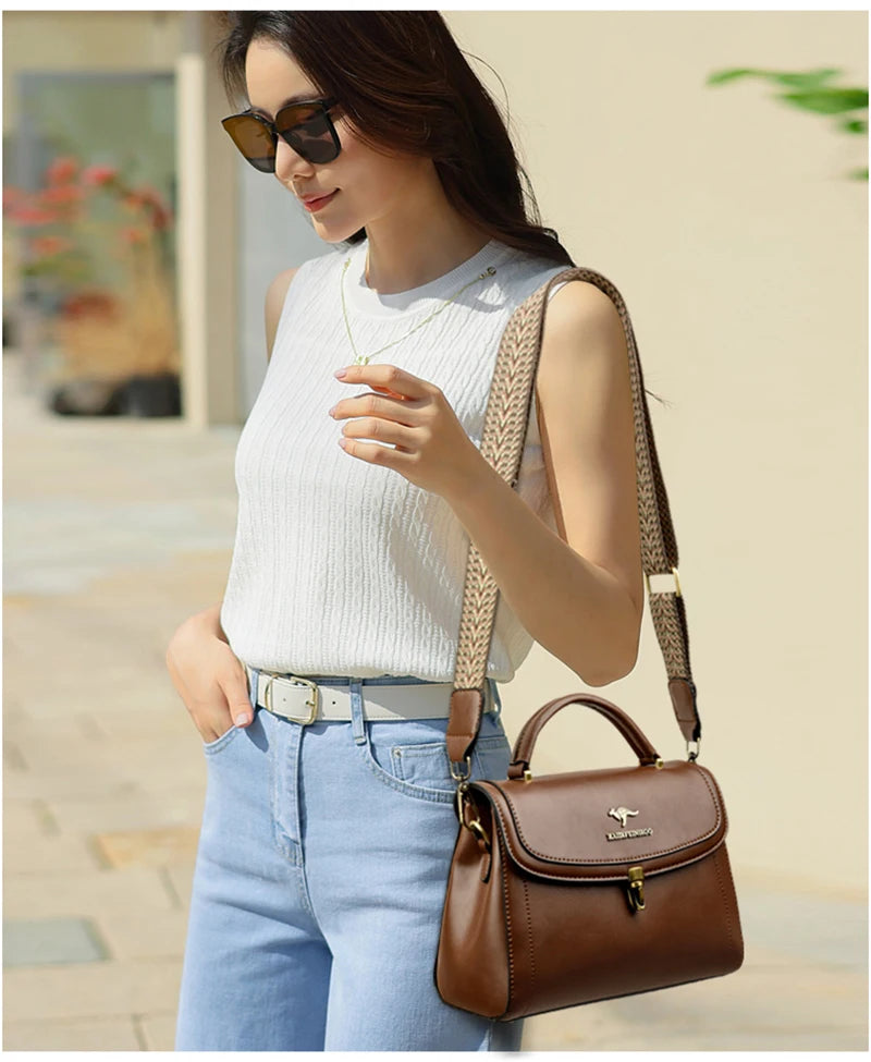 Elegant Leather Shoulder Crossbody Bag - Luxury Designer Style