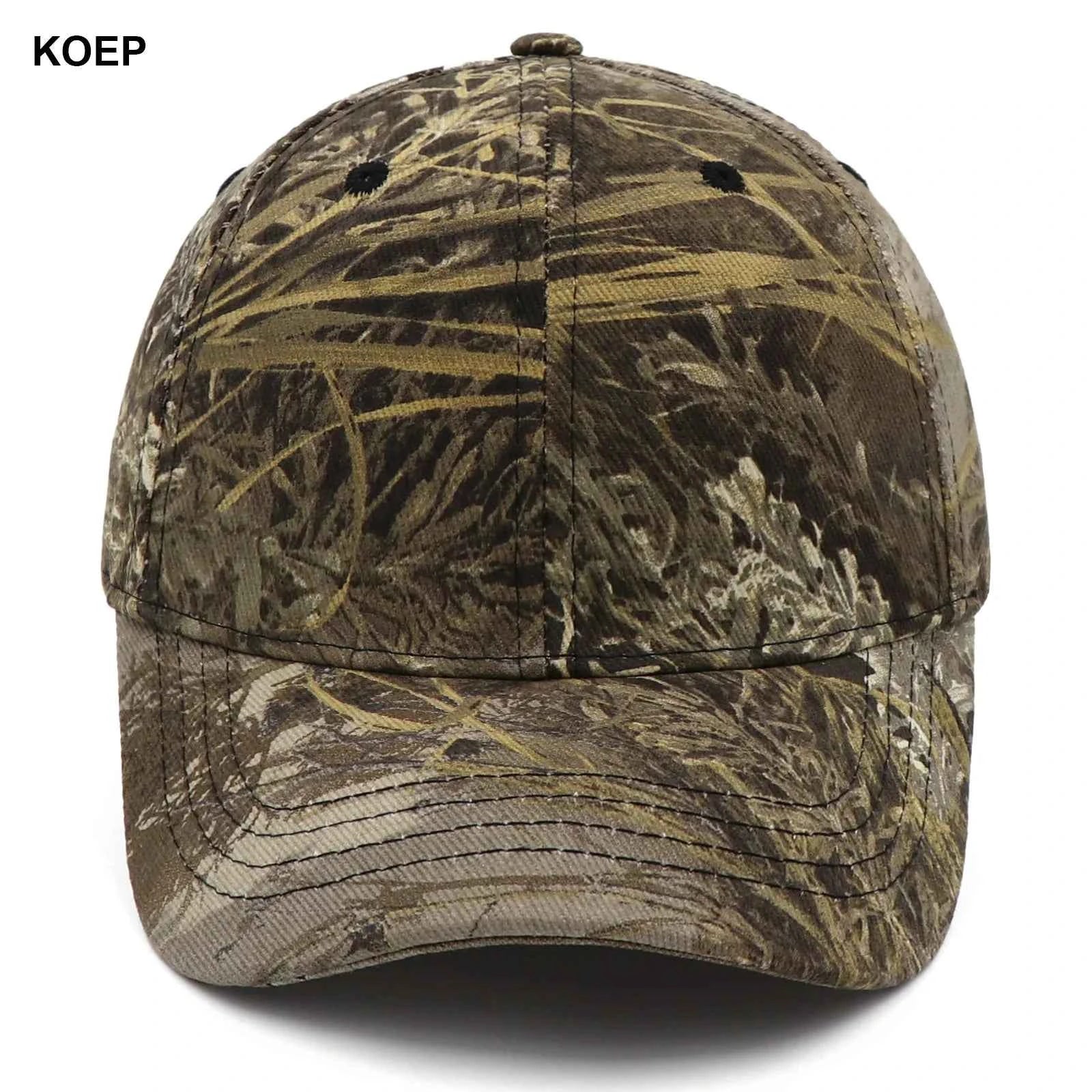 KOEP Jungle Reed Water Grass Camouflage Baseball Caps Dad Snapback Outdoor Fishing Cap With Bulrush Leaves Design For Hunting