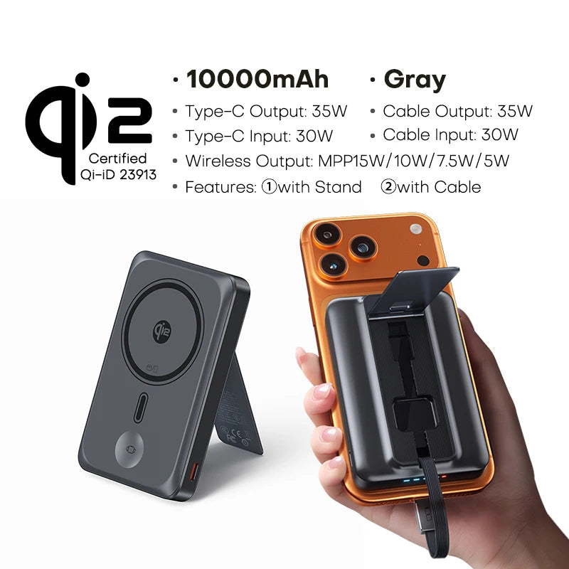 Premium Qi2 Magnetic Power Bank 35W - 10000mAh Fast Wireless Charger