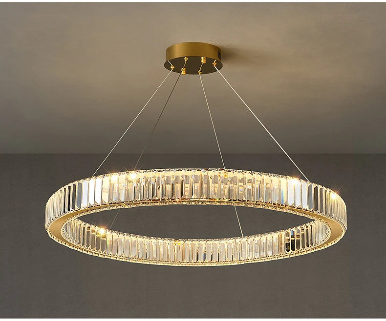 Elegant Crystal Ring Chandelier - Modern Dining Room Lighting