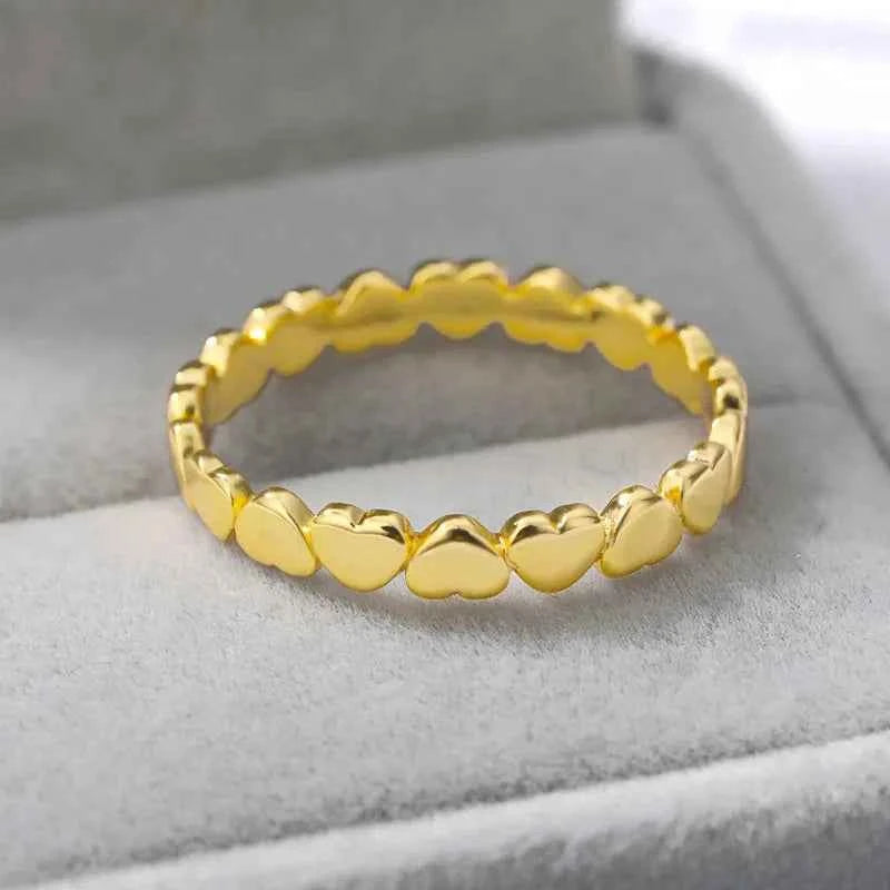 Luxury Gold Heart Ring - Stainless Steel Aesthetic Jewelry