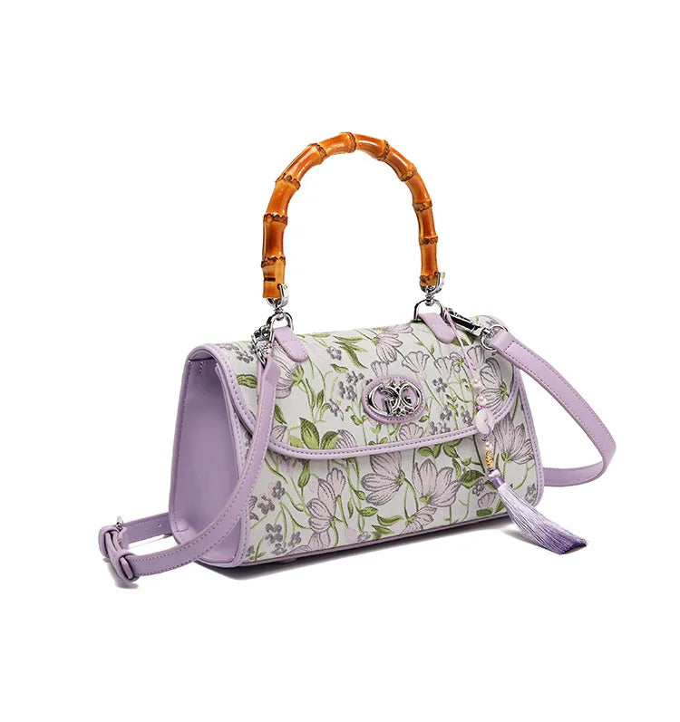 Elegant Embroidered Bamboo Knot Handbag