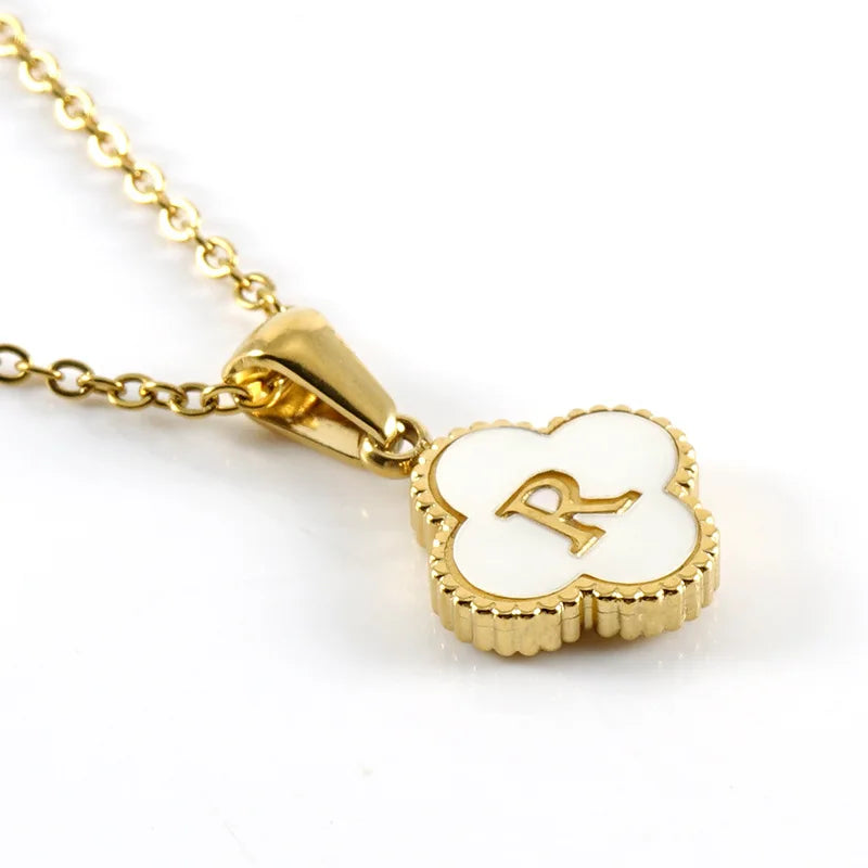 Elegant Initial Letter Necklace - Lucky Shell Gold Pendant