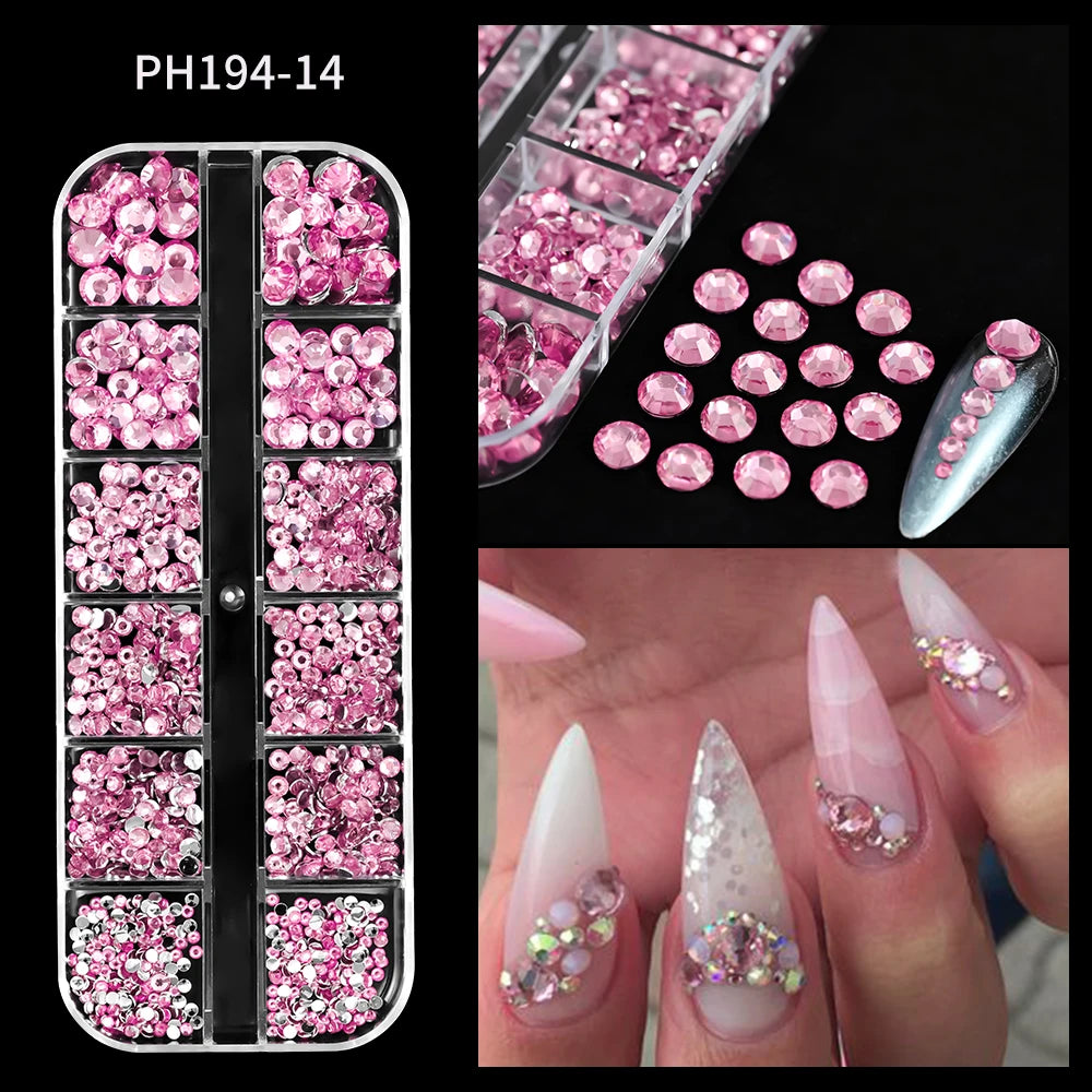 Luxury Pink Nail Rhinestones - Crystal Glitter Charms & Gems