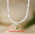 Luxury Silver Zircon Pendant Necklace - Elegant Italian Chain