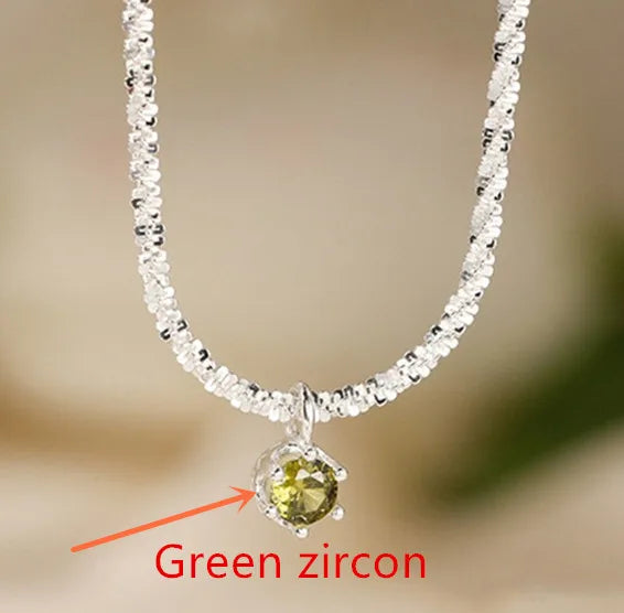 Luxury Silver Zircon Pendant Necklace - Elegant Italian Chain