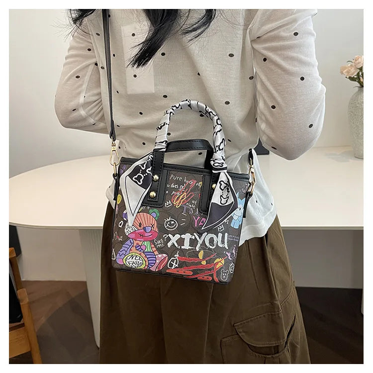 Elegant Artistic Crossbody Bag - Graffiti Design