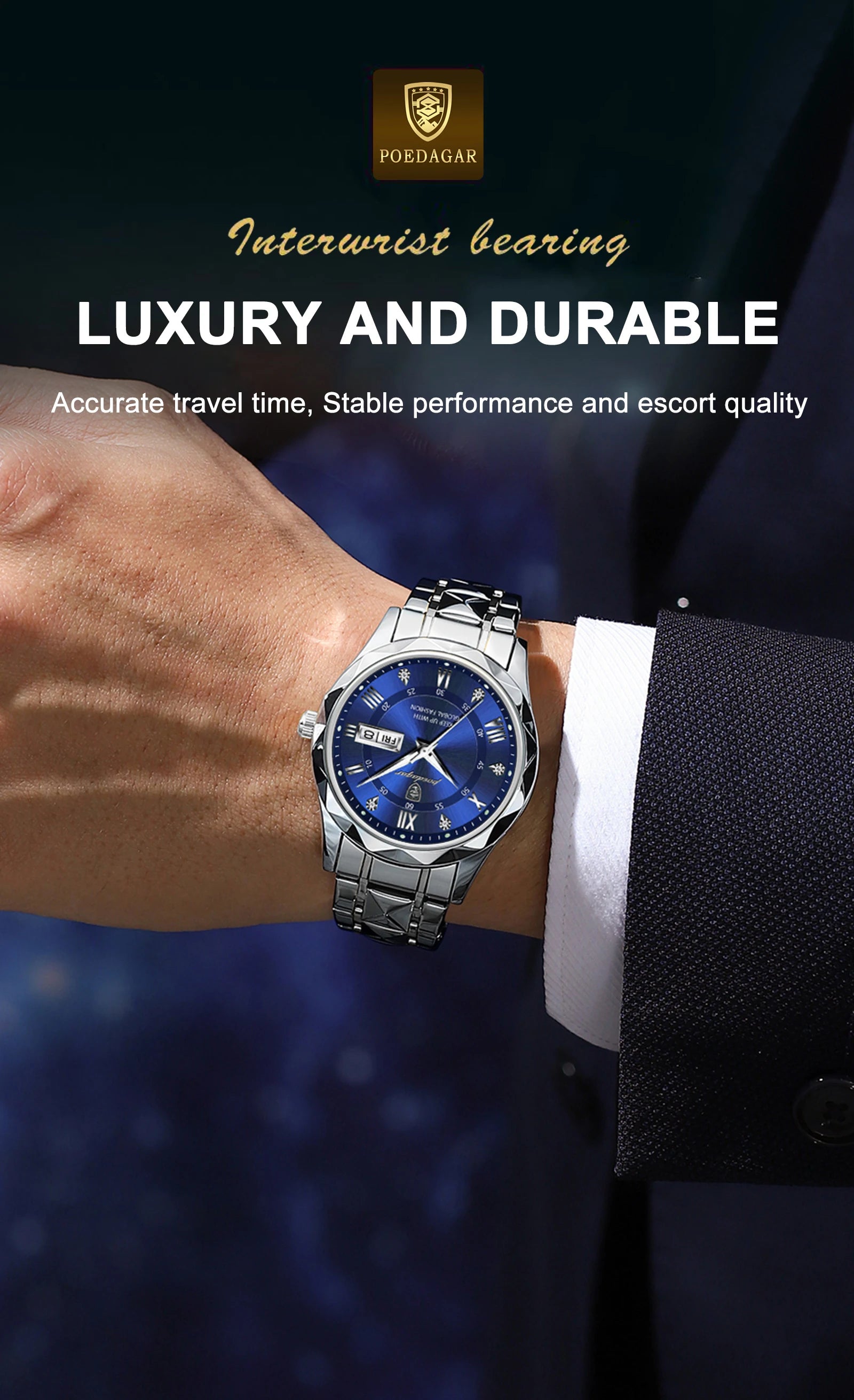 Luxury Men's Quartz Watch - Date & Week Display
