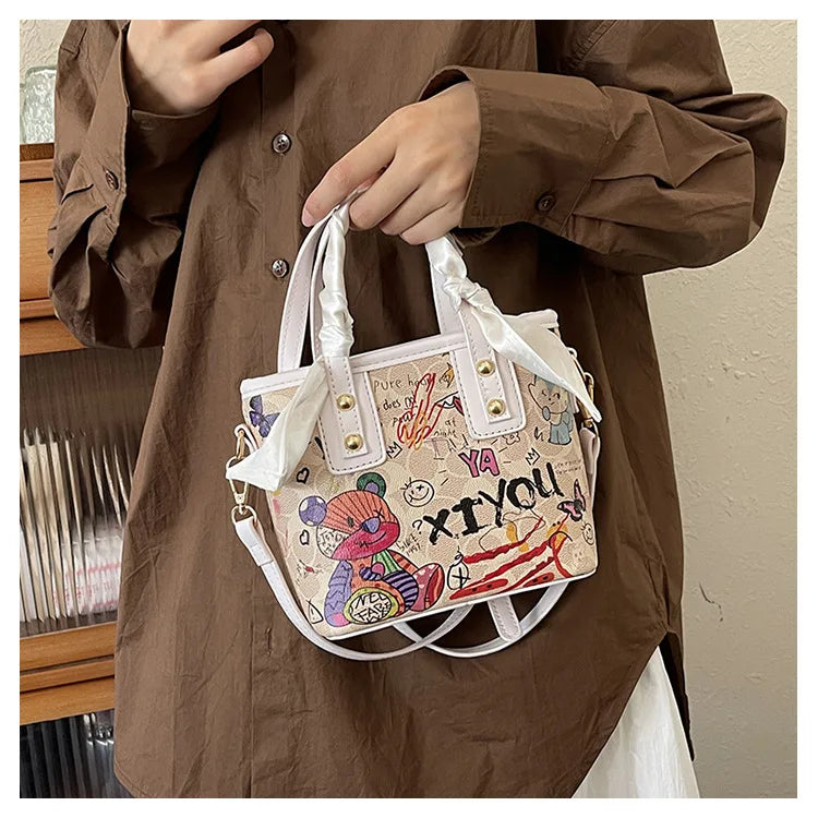 Elegant Artistic Crossbody Bag - Graffiti Design