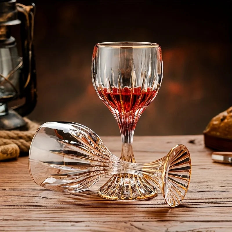 Elegant Crystal Gold Trim Wine Glass - Lead-Free & Stylish