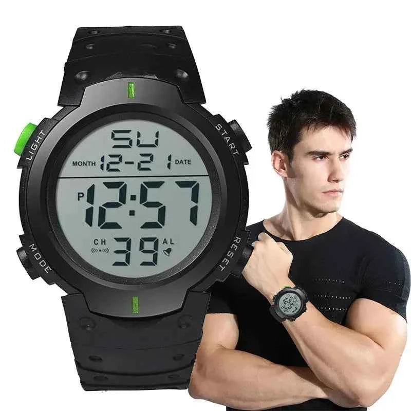 Premium Men's Digital Sports Watch - Multi-Functional Fitness Timer