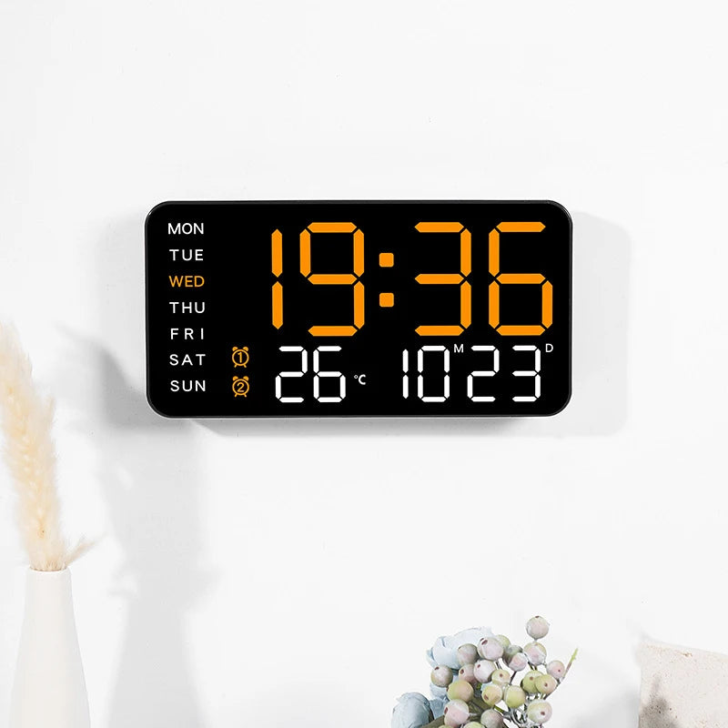 Premium Large Digital Wall Clock - Remote Control & Dual Alarms