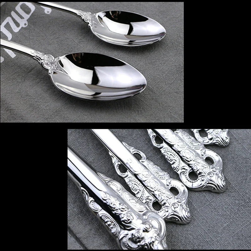 Elegant Vintage Gold Flatware Set - Stainless Steel Luxury