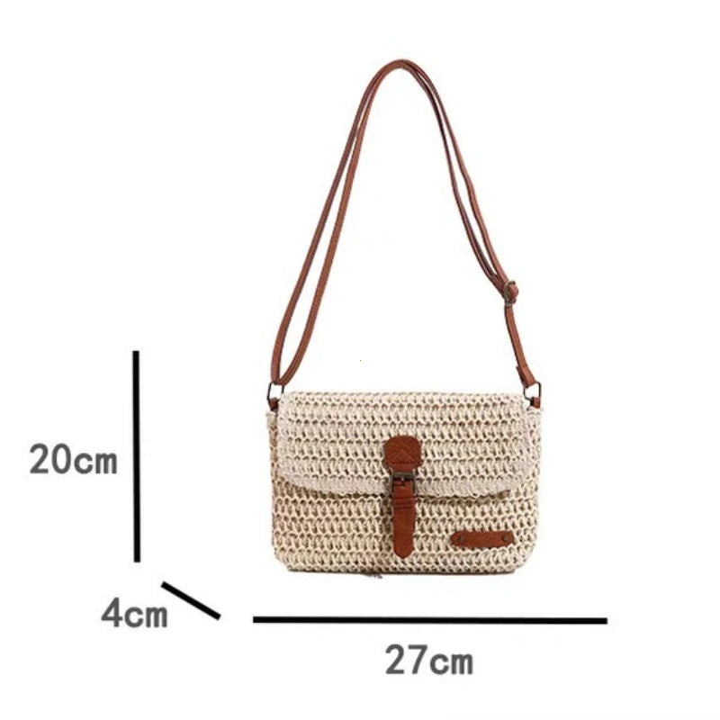 Elegant Straw Crossbody Bag - Chic Vacation & Casual Style