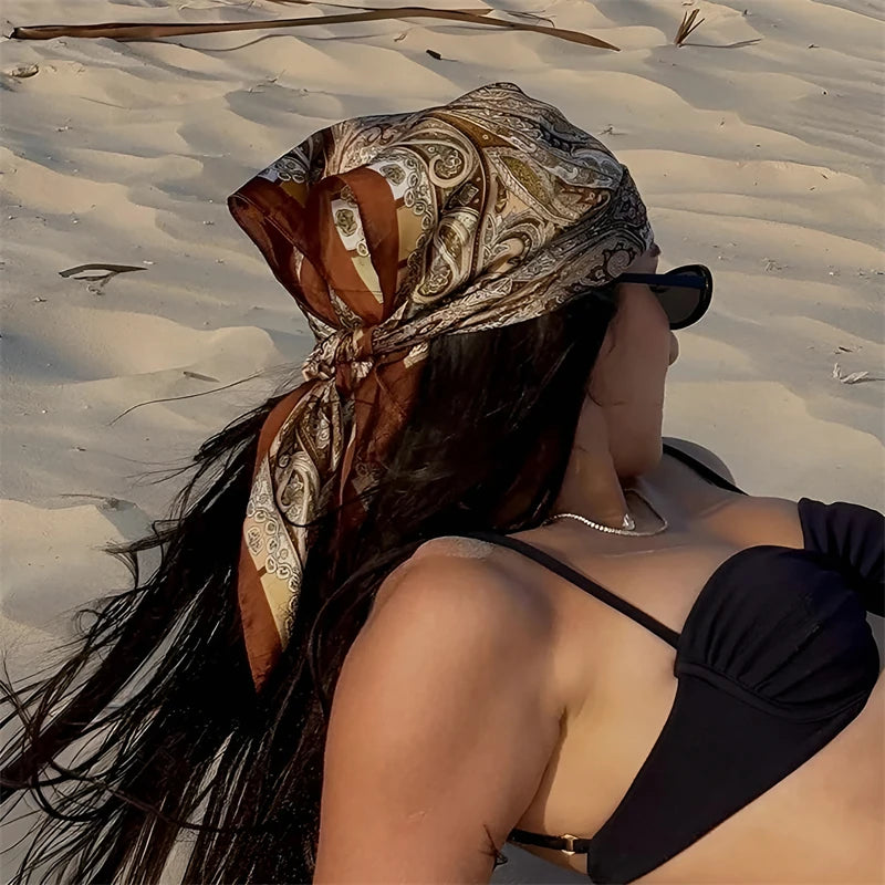 Luxury Square Silk Scarf - Satin Hair Bandana & Neckerchief