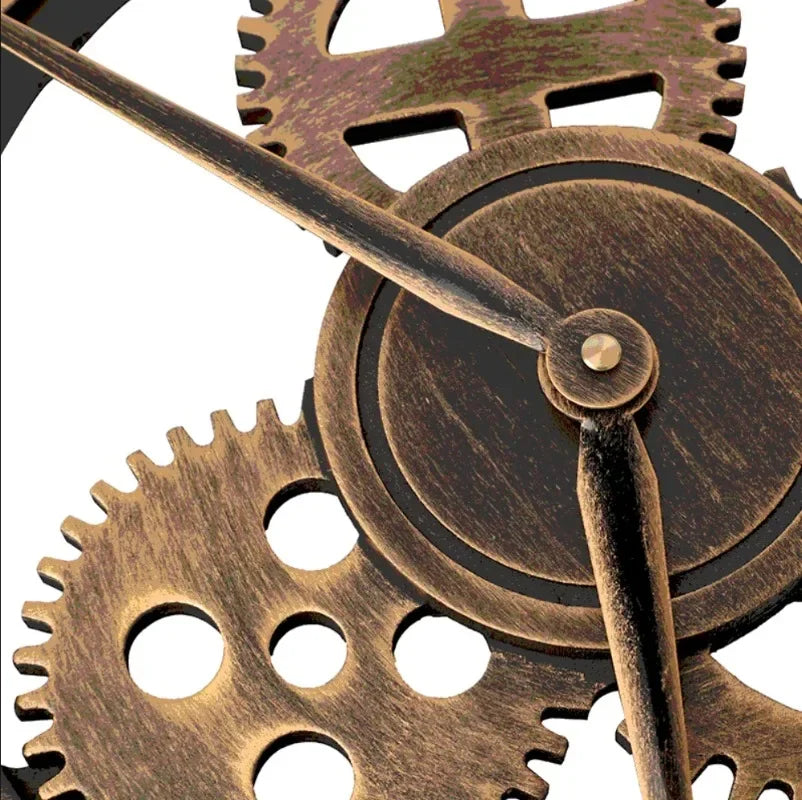 Premium Industrial Gear Wall Clock - Moving Metal Decor