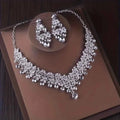Elegant Crystal Crown Necklace & Earring Bridal Set