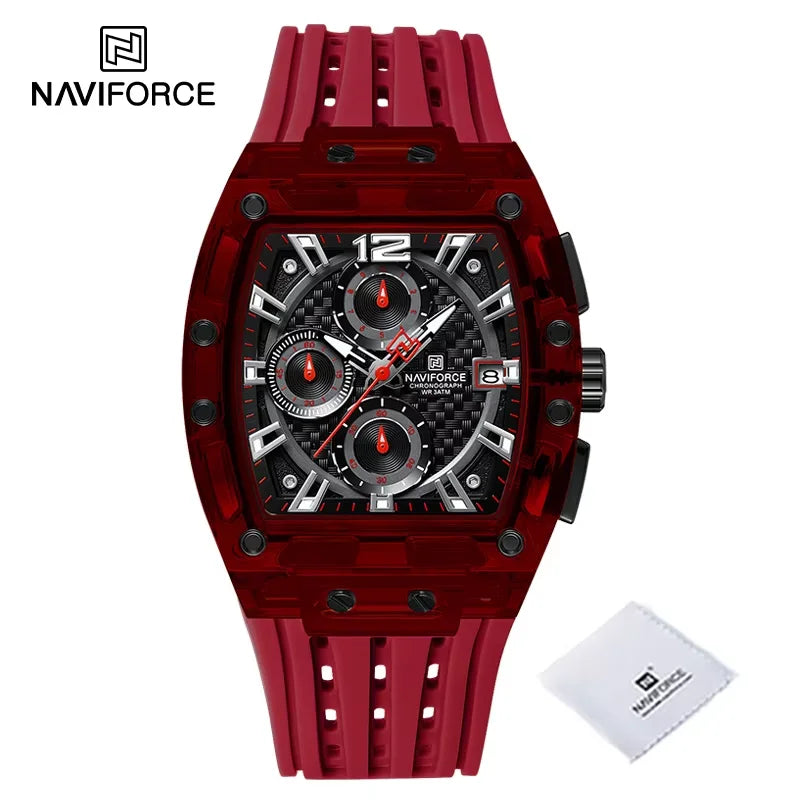 New NAVIFORCE Men's Quartz Multifunction Watches Fashion Sports Chronograph 5ATM Waterproof Silicone Band Casual Man Wrist Watch - Tulique
