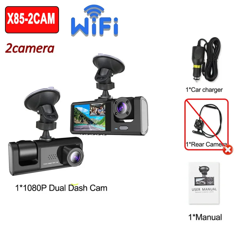 Premium 1080P WiFi Dash Cam - Multi Lens Vehicle Video Recorder