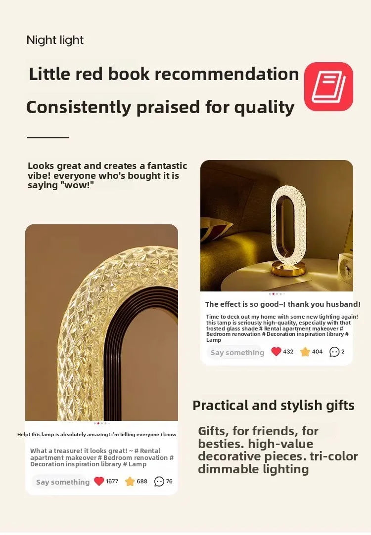 Elegant Luxury Bedside Lamp - Touch Night Light