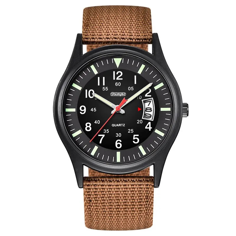 Military Quartz Watch - Durable Nylon Strap & Calendar