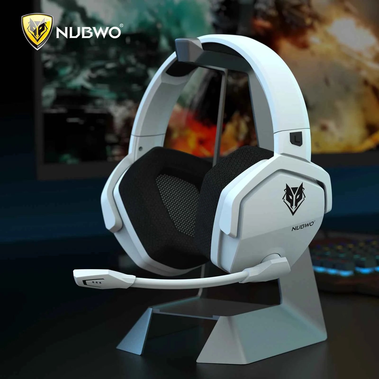 Dual wireless gaming headset - black with orange accents, over-ear design with adjustable microphone