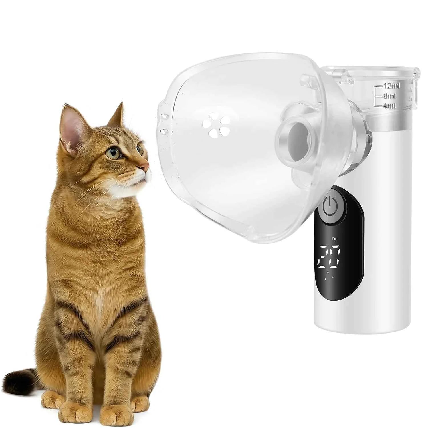 Pet portable nebulizer - sleek white handheld atomizer for animal respiratory care