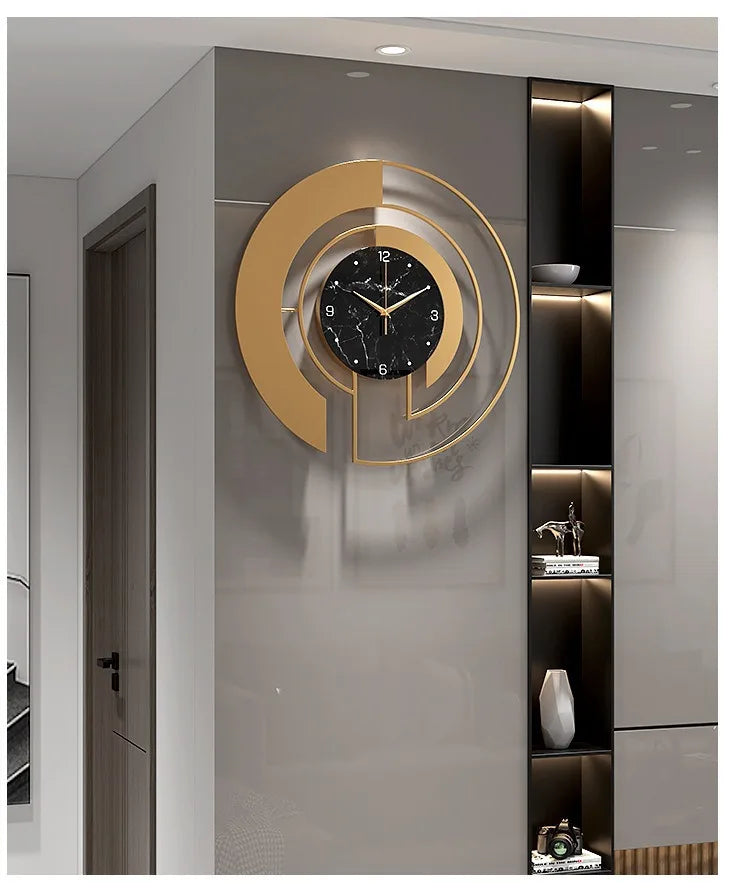 Elegant Gold Metal Wall Clock - Silent & Decorative