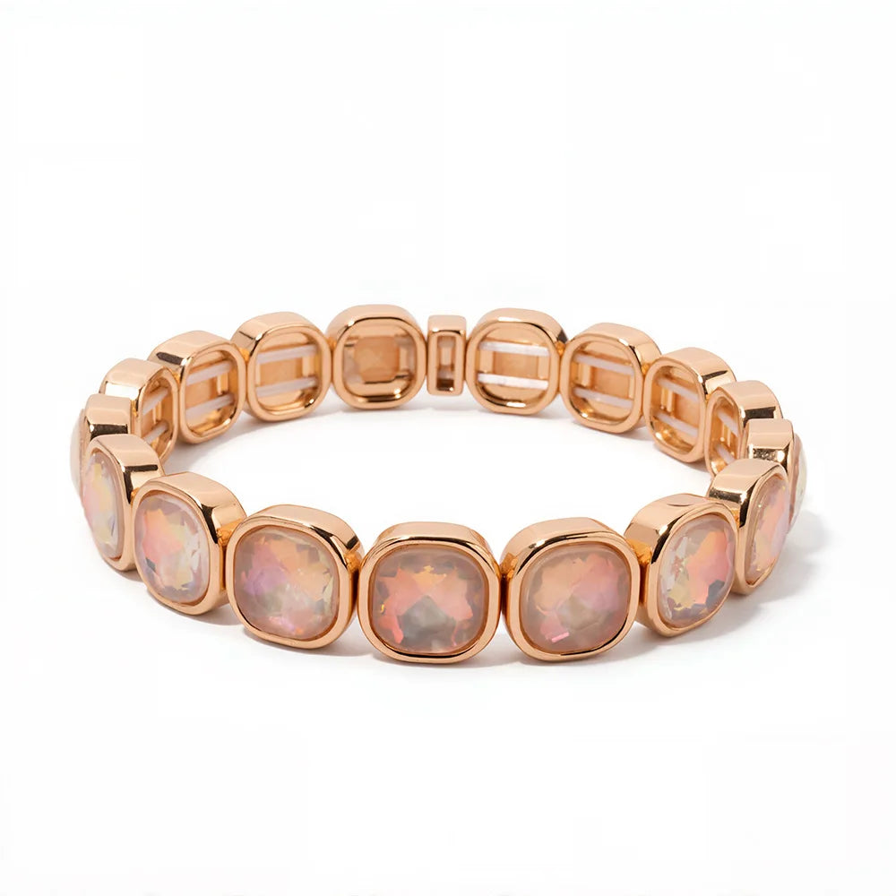Elegant Enamel Charm Bracelet - High-End Square Alloy Bead Design