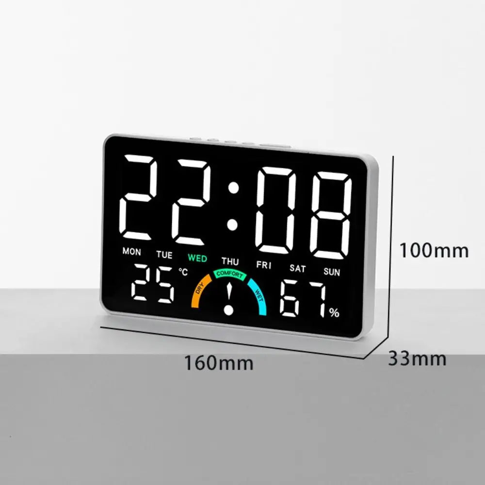 Premium Digital LED Wall Clock - Voice Control & Temperature Display