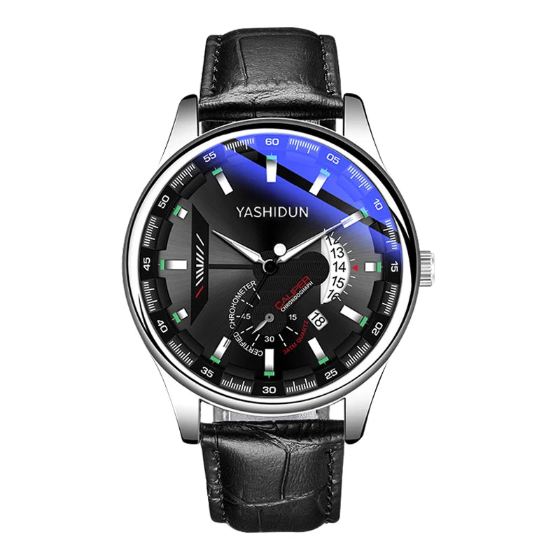 Premium Men's Luminous Quartz Watch - Waterproof Leather