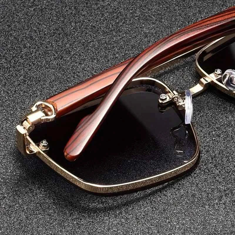 Luxury Square Wooden Sunglasses - Vintage Gradient Eyewear
