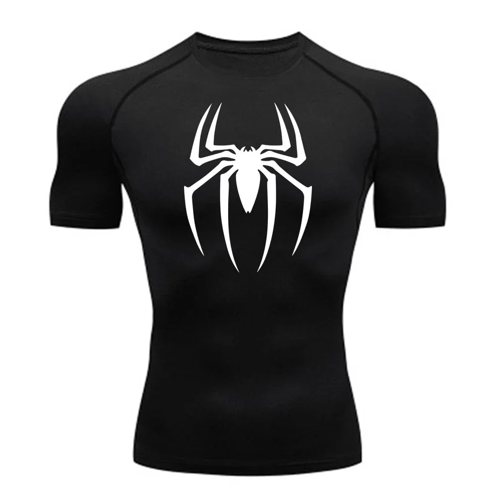 Men's Spider Printed Sports Top - Breathable Quick-Drying Fitness Tee