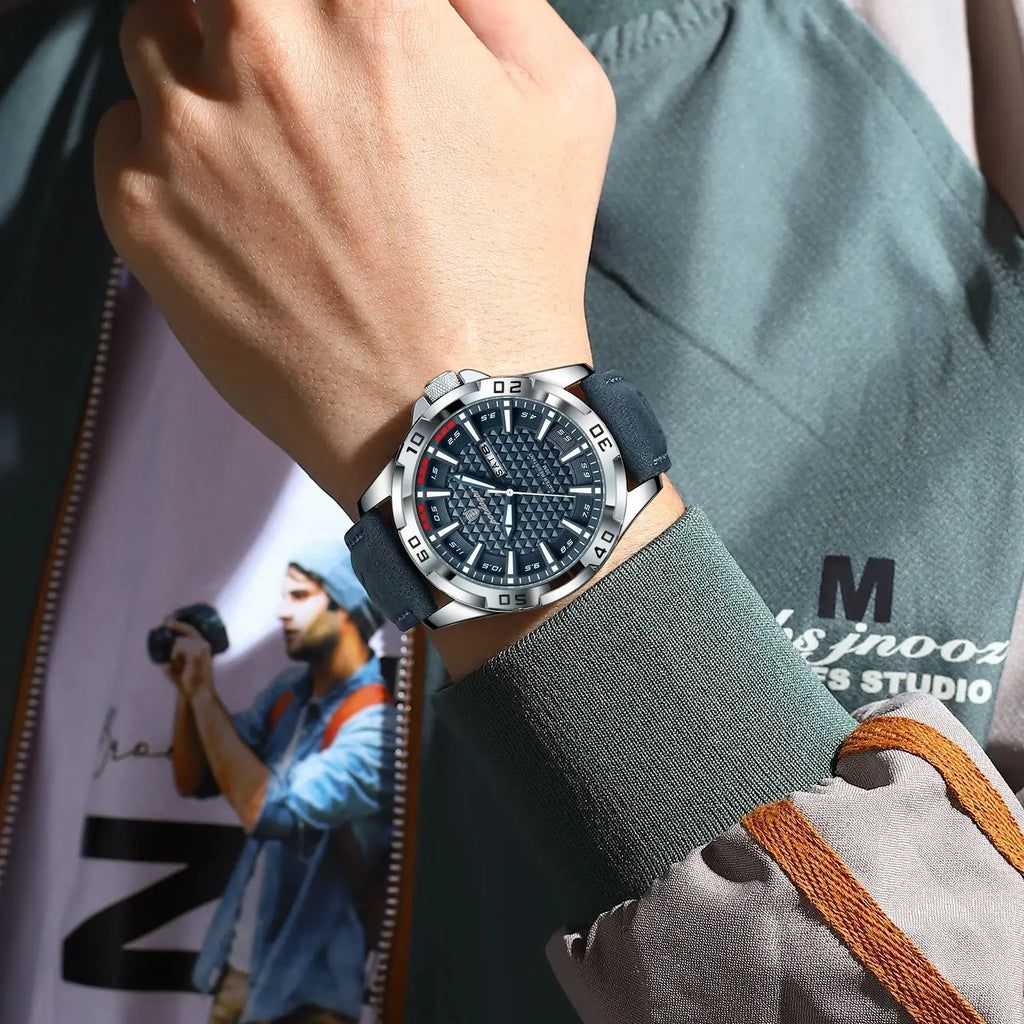 Luxury Men's Quartz Watch - Waterproof Leather Wristwatch