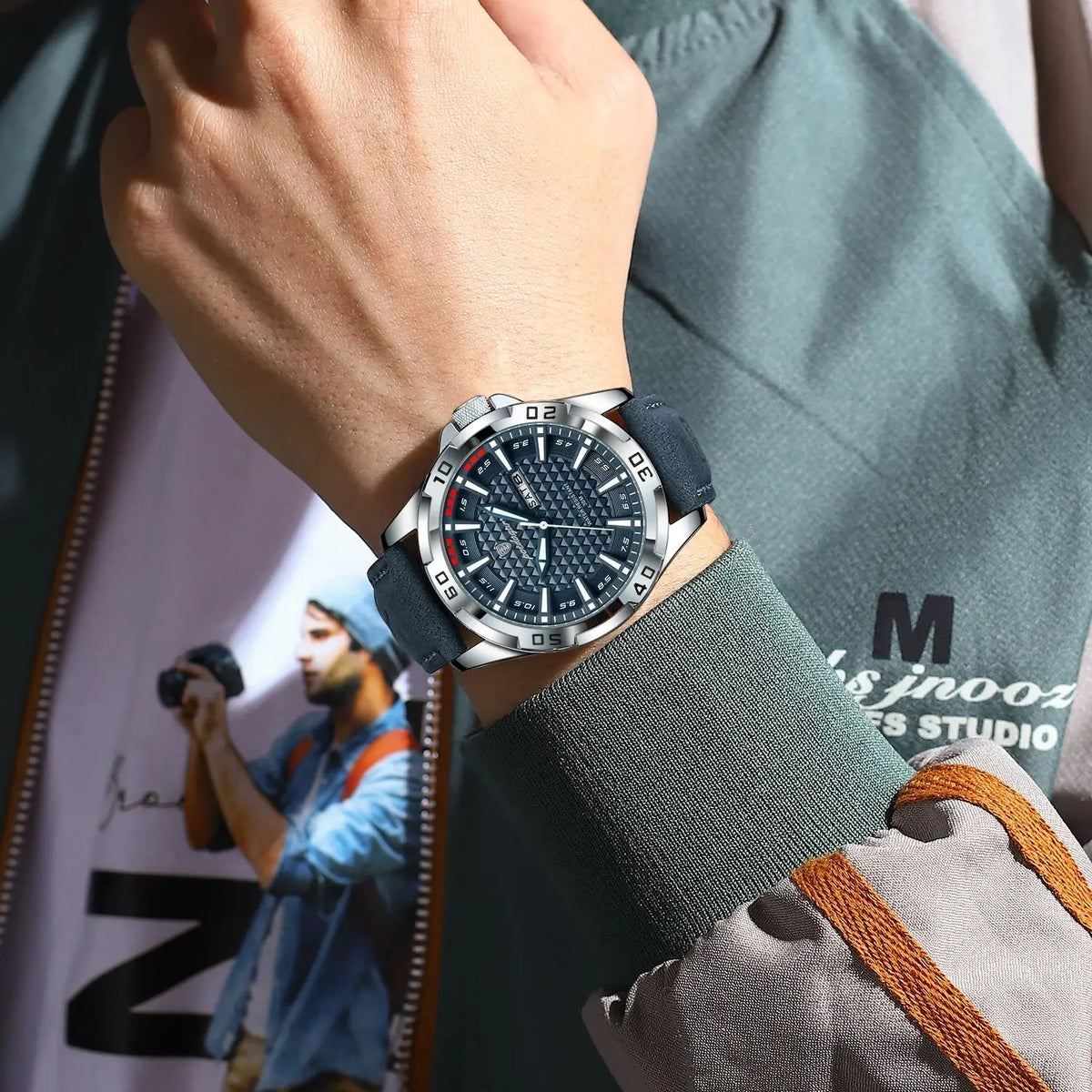Luxury Men's Quartz Watch - Waterproof Leather Wristwatch