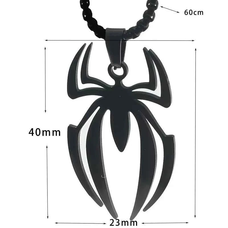 Spider Shape Cosplay Necklace Men Stainless Steel Pendant Chain Choker Jewelry Accessories Props Gift