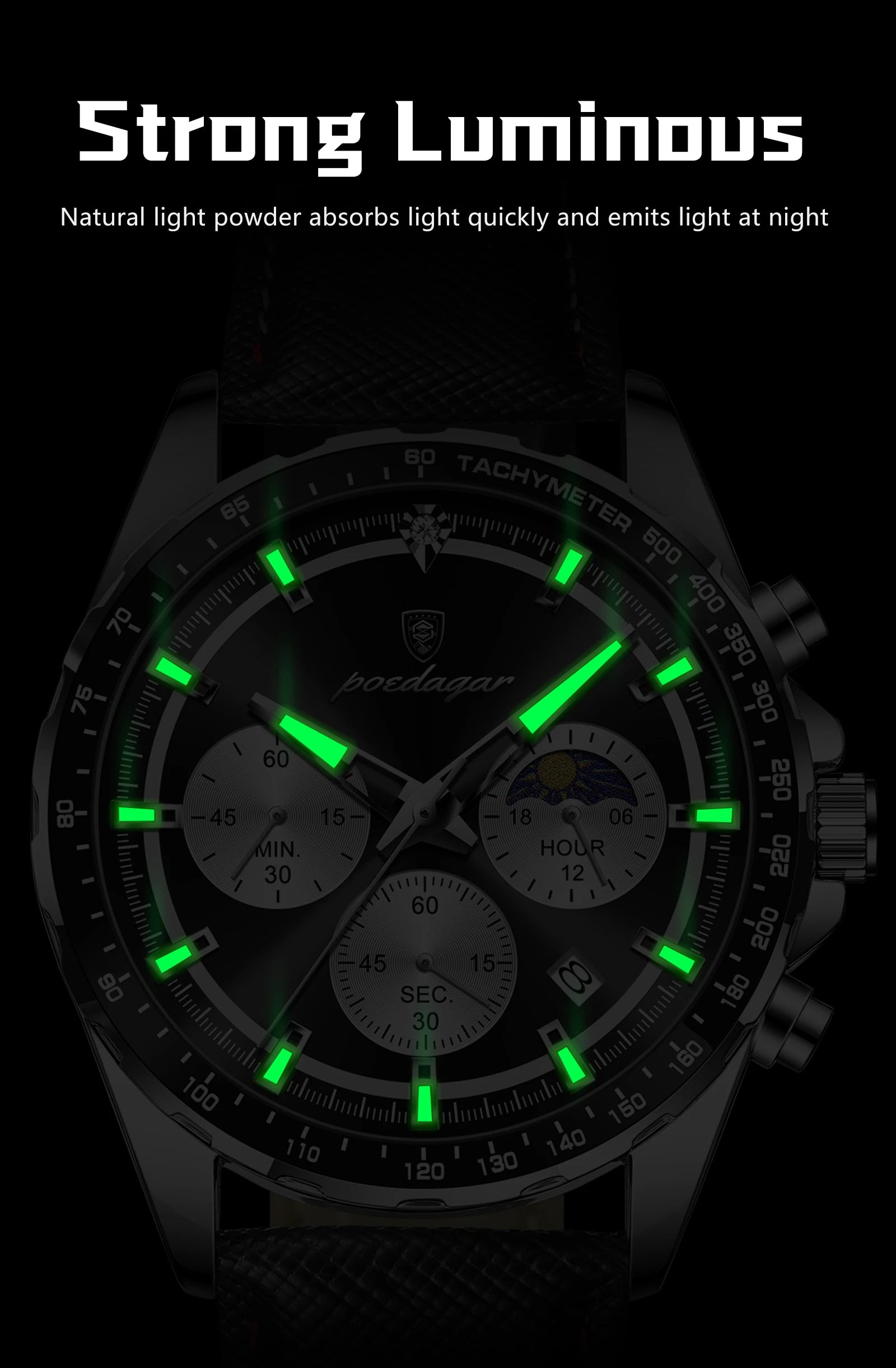 Premium Men's Leather Chronograph Watch - Luminous & Waterproof