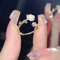 Luxury Zircon Flower Opening Ring - Adjustable Cubic Zirconia