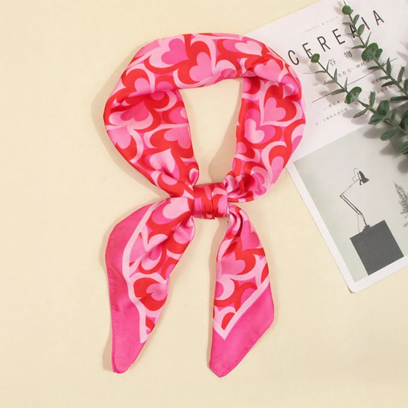 Luxury Silk Square Scarf - Elegant Satin Print Neck Wrap