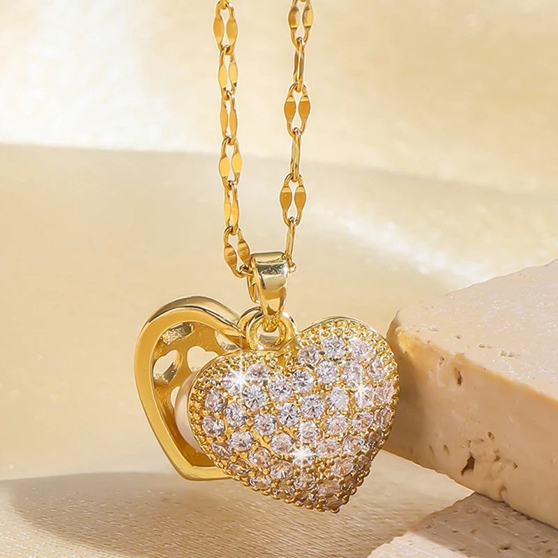 Elegant Shell Pearl Necklace - Micro Inlaid Zircon Choker