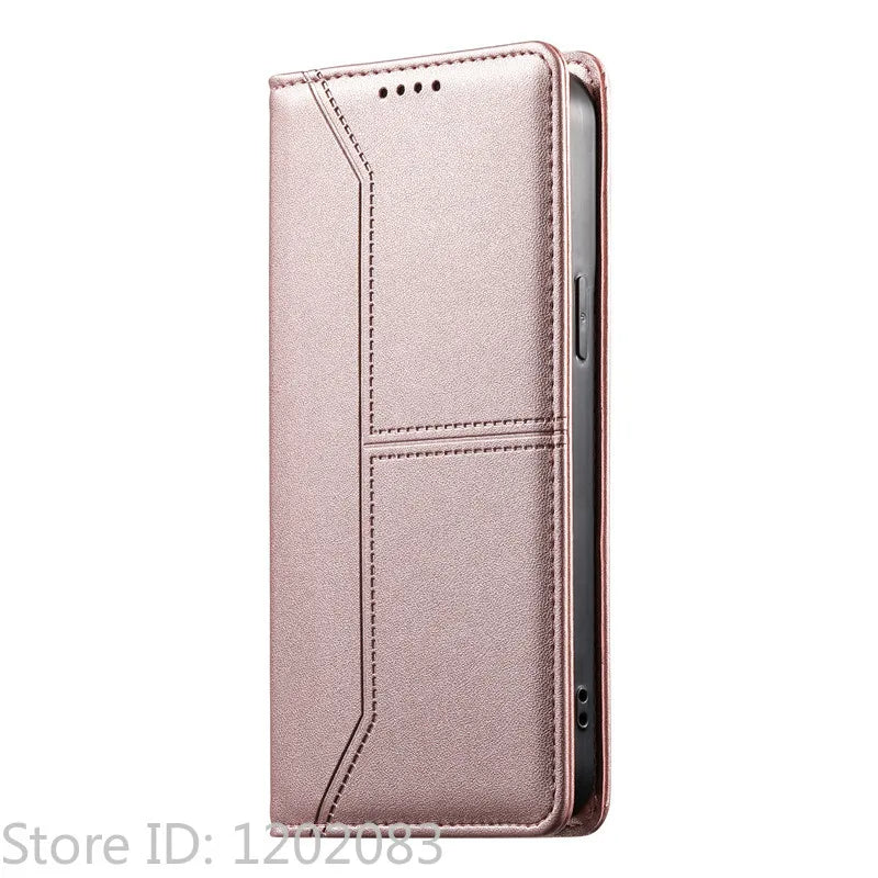 Luxury Magnetic Leather iPhone Case - Wallet Flip Cover