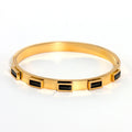 Elegant Gold Zircon Bangle - Stainless Steel & Retro Design