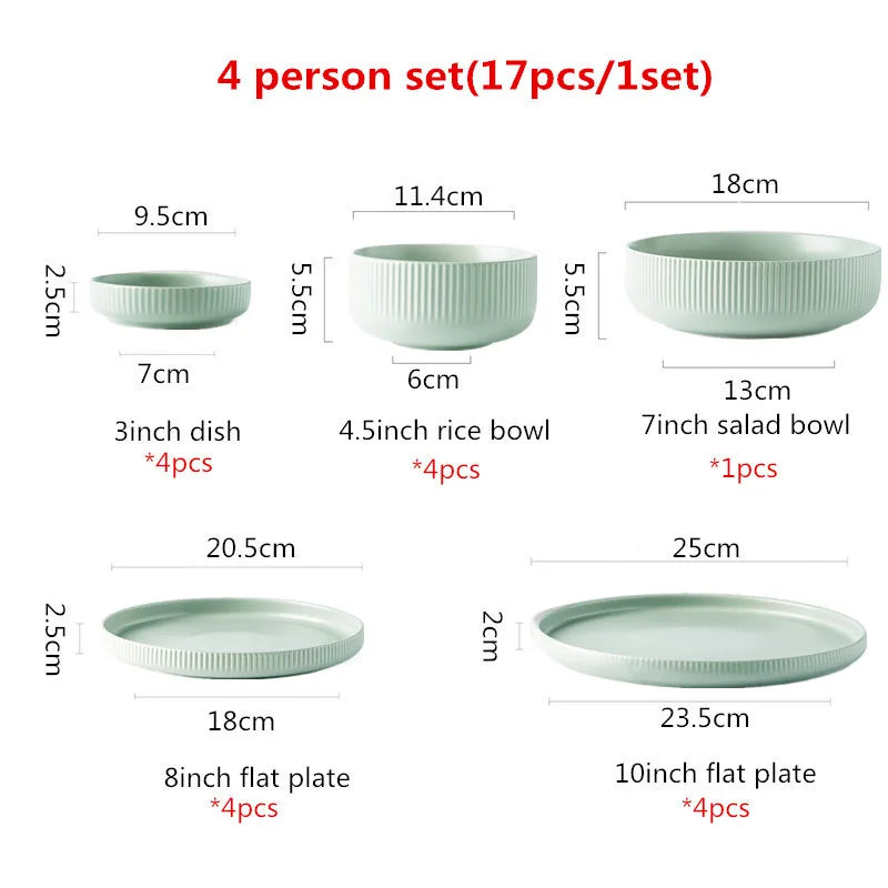 Premium Ceramic Dinnerware Set - Matte Glazed Japanese Style
