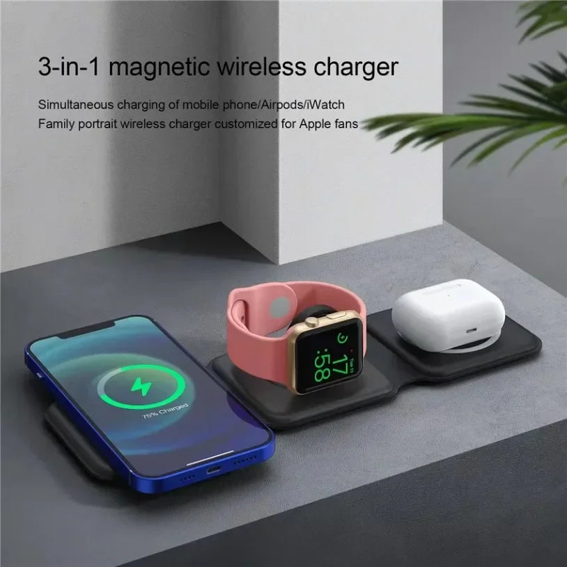 3-in-1 Wireless Charger - Magnetic Fast Charging Pad for Apple Devices