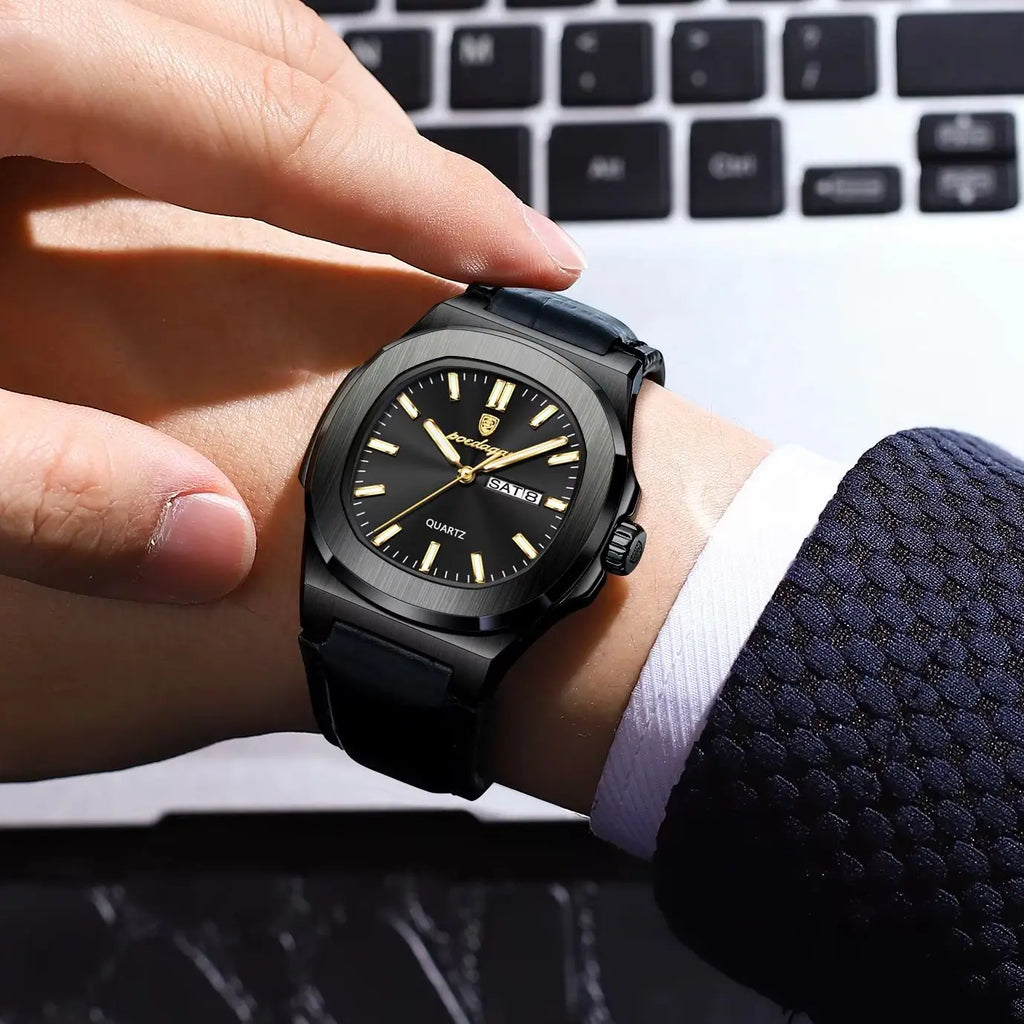 Luxury Square Men's Quartz Wristwatch - Waterproof & Luminous