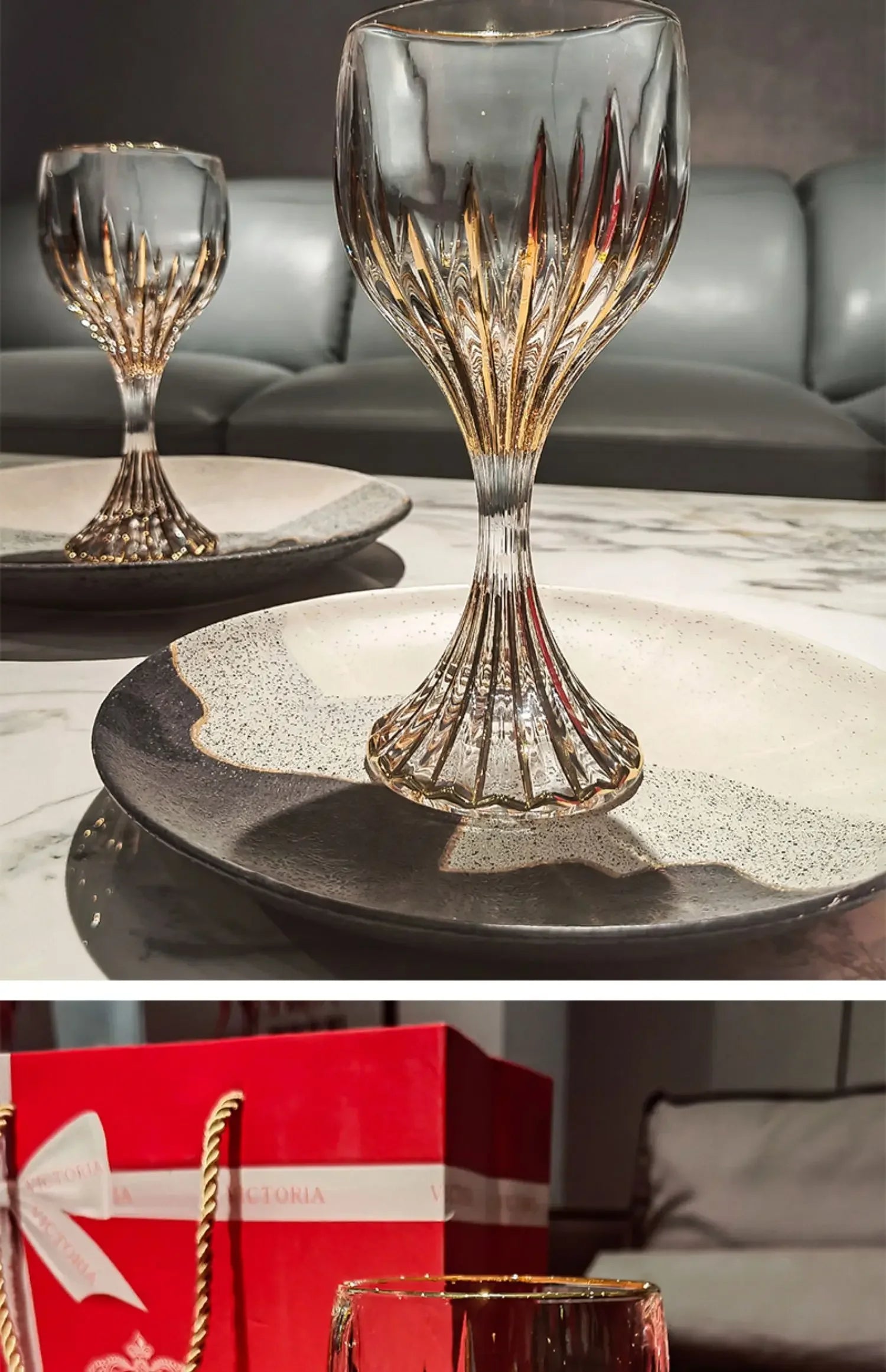 Elegant Luxury Red Wine Glass - Hand-Painted Crystal Goblet