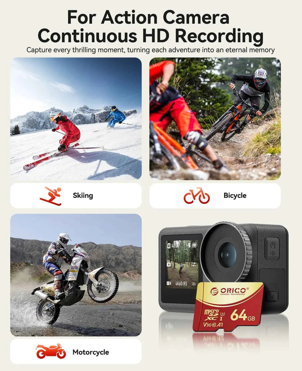 Professional 64GB Micro SD Card - 180MB/s 4K UHD Memory Card
