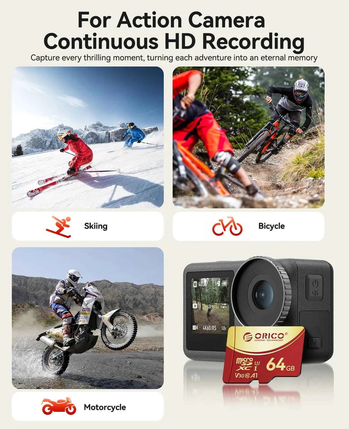 Professional 64GB Micro SD Card - 180MB/s 4K UHD Memory Card