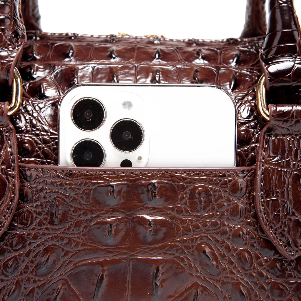 Elegant Crocodile Pattern Boston Bag